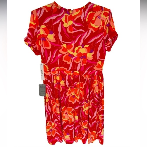NWT MAGGIE LONDON COLORFUL RED & ORANGE FLORAL DRESS, SIZE 8 - Picture 6 of 13